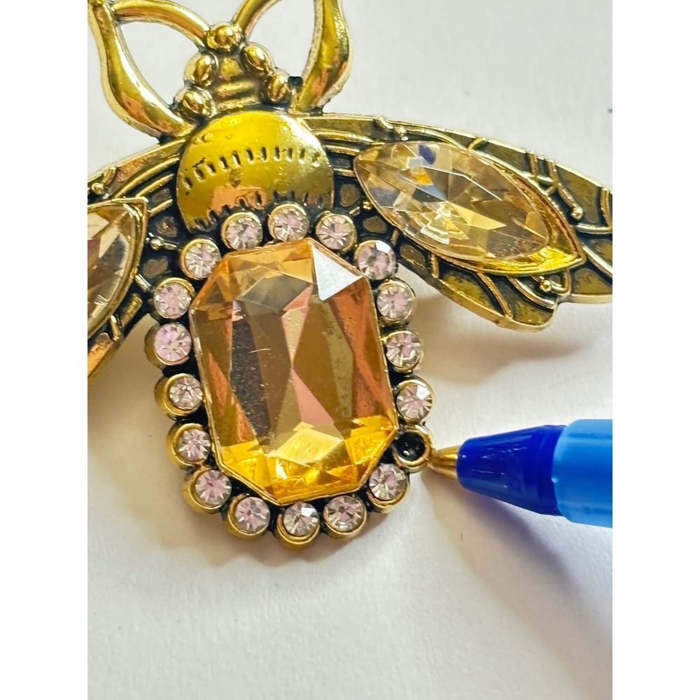 Bumble Bee Rhinestone Brooch Pin Insect Bug Missing Stone - Picture 2 of 4